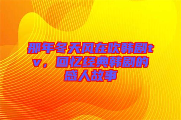 那年冬天風(fēng)在吹韓劇tv，回憶經(jīng)典韓劇的感人故事