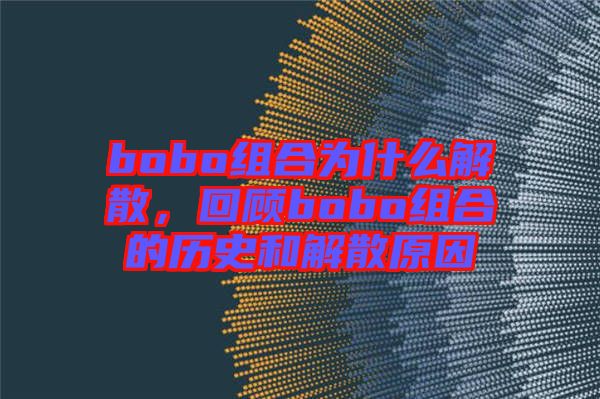 bobo組合為什么解散，回顧bobo組合的歷史和解散原因