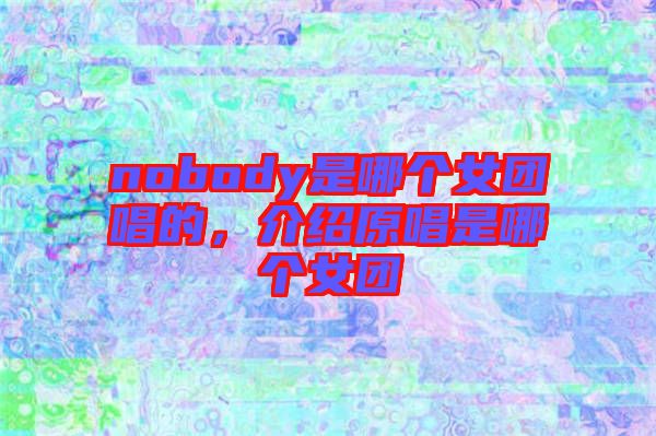 nobody是哪個(gè)女團(tuán)唱的，介紹原唱是哪個(gè)女團(tuán)