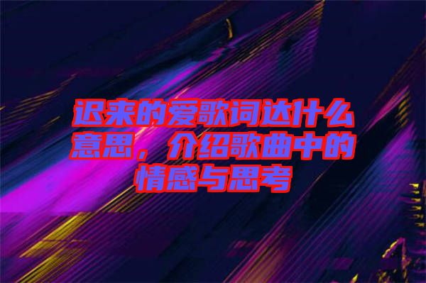 遲來的愛歌詞達(dá)什么意思，介紹歌曲中的情感與思考