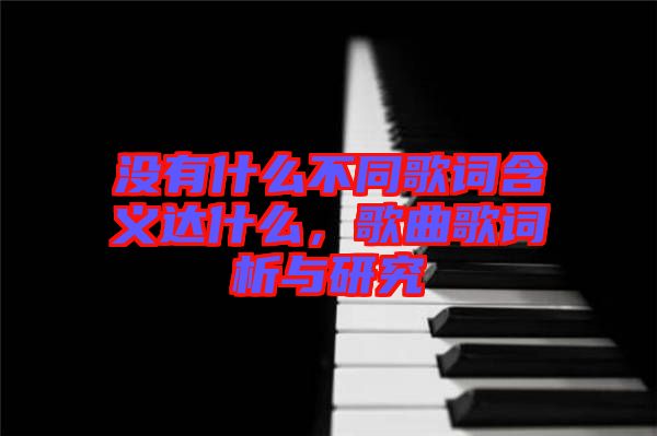 沒有什么不同歌詞含義達(dá)什么，歌曲歌詞析與研究