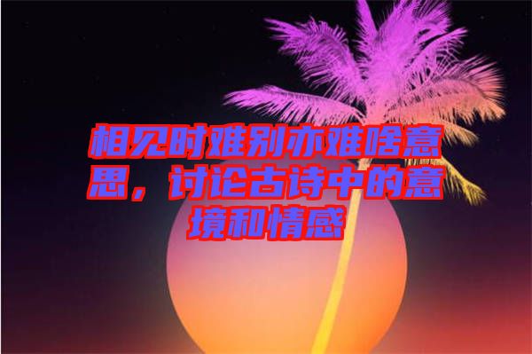 相見時難別亦難啥意思，討論古詩中的意境和情感