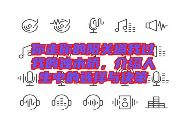 你走你的陽(yáng)關(guān)道我過(guò)我的獨(dú)木橋，介紹人生中的選擇與決策