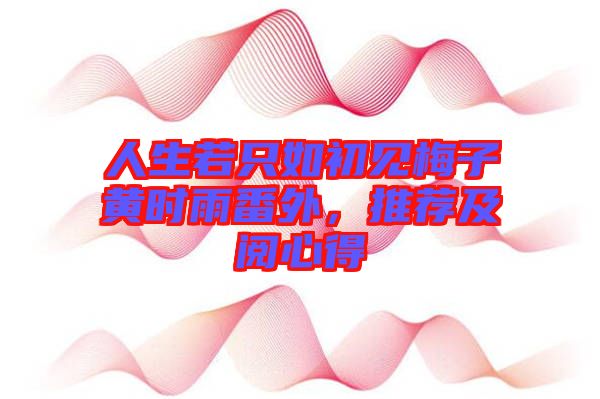 人生若只如初見梅子黃時雨番外，推薦及閱心得