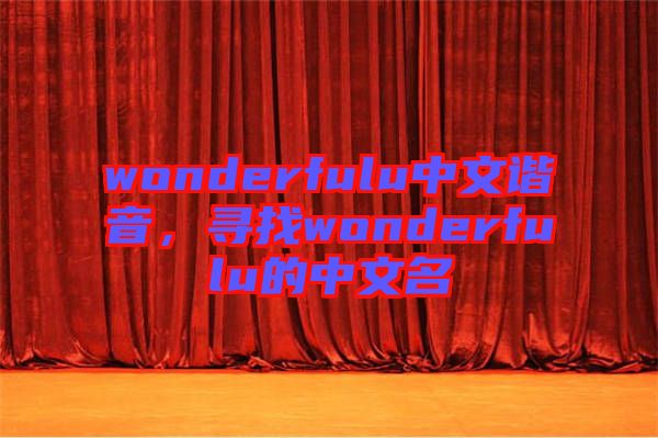 wonderfulu中文諧音，尋找wonderfulu的中文名