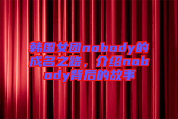 韓國女團nobody的成名之路，介紹nobody背后的故事