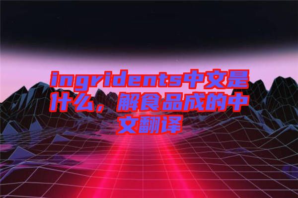 ingridents中文是什么，解食品成的中文翻譯