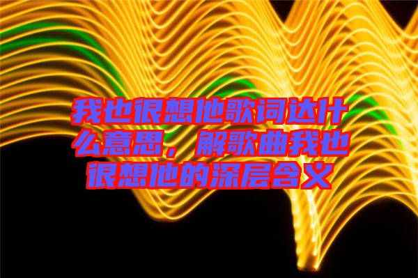 我也很想他歌詞達(dá)什么意思，解歌曲我也很想他的深層含義