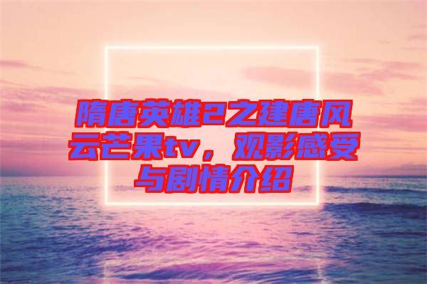 隋唐英雄2之建唐風(fēng)云芒果tv，觀影感受與劇情介紹