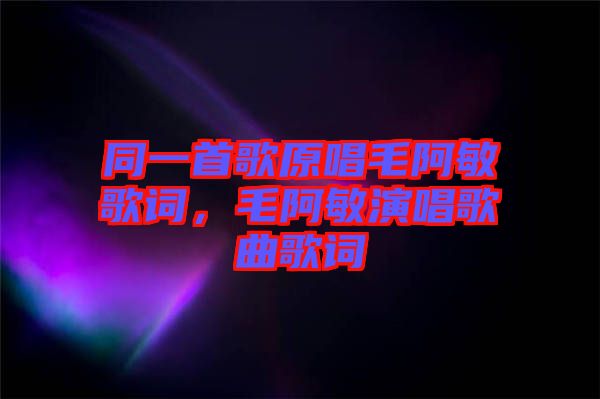 同一首歌原唱毛阿敏歌詞，毛阿敏演唱歌曲歌詞