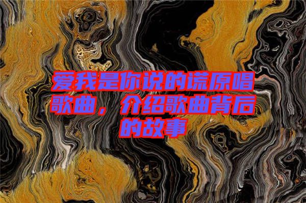 愛我是你說的謊原唱歌曲，介紹歌曲背后的故事