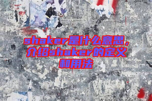 shaker是什么意思，介紹shaker的定義和用法