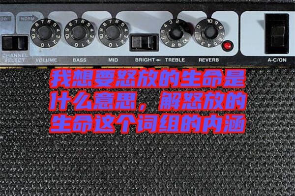 我想要怒放的生命是什么意思，解怒放的生命這個詞組的內(nèi)涵