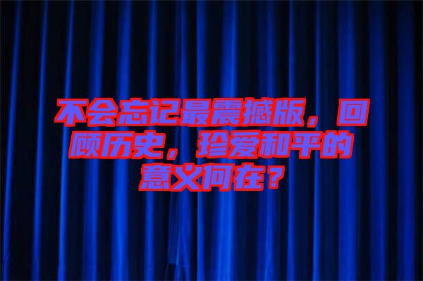 不會忘記最震撼版，回顧歷史，珍愛和平的意義何在？