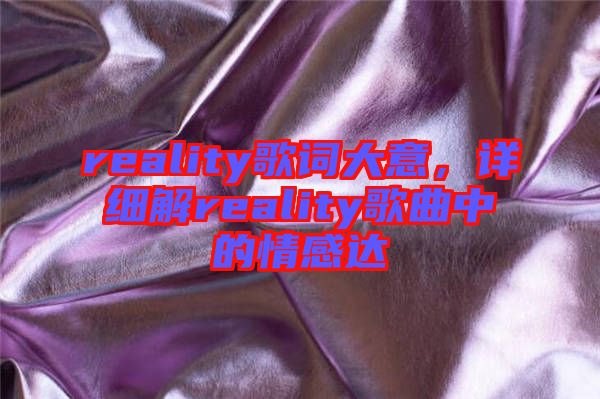 reality歌詞大意，詳細(xì)解reality歌曲中的情感達(dá)