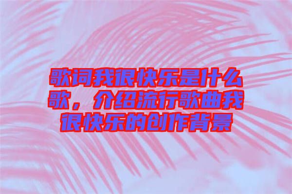 歌詞我很快樂是什么歌，介紹流行歌曲我很快樂的創(chuàng)作背景