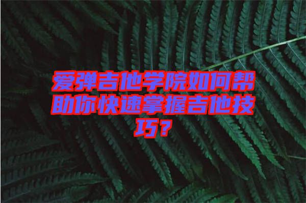 愛彈吉他學(xué)院如何幫助你快速掌握吉他技巧？