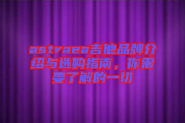 astraea吉他品牌介紹與選購(gòu)指南，你需要了解的一切