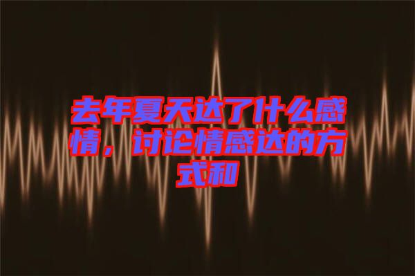 去年夏天達(dá)了什么感情，討論情感達(dá)的方式和