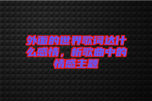 外面的世界歌詞達(dá)什么感情，析歌曲中的情感主題