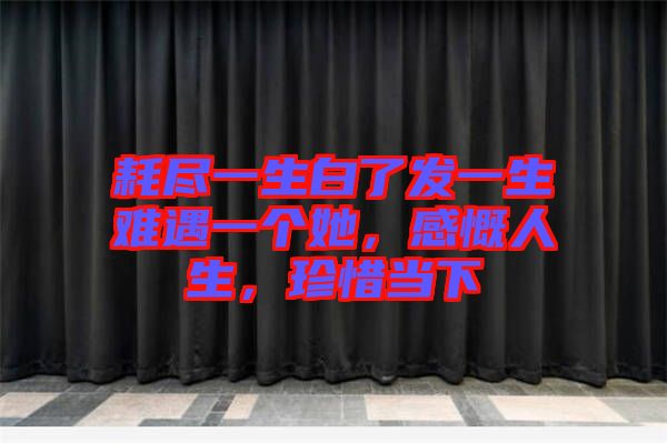 耗盡一生白了發(fā)一生難遇一個(gè)她，感慨人生，珍惜當(dāng)下