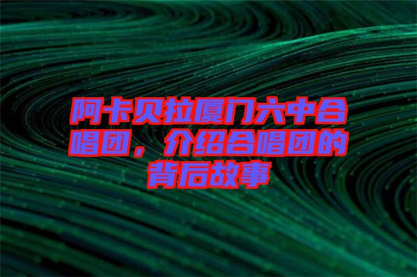 阿卡貝拉廈門六中合唱團(tuán)，介紹合唱團(tuán)的背后故事