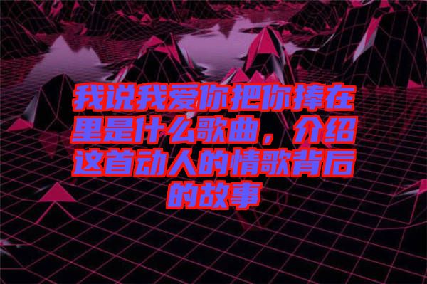 我說我愛你把你捧在里是什么歌曲，介紹這首動人的情歌背后的故事