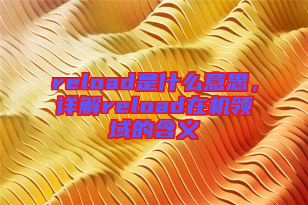 reload是什么意思，詳解reload在機領域的含義