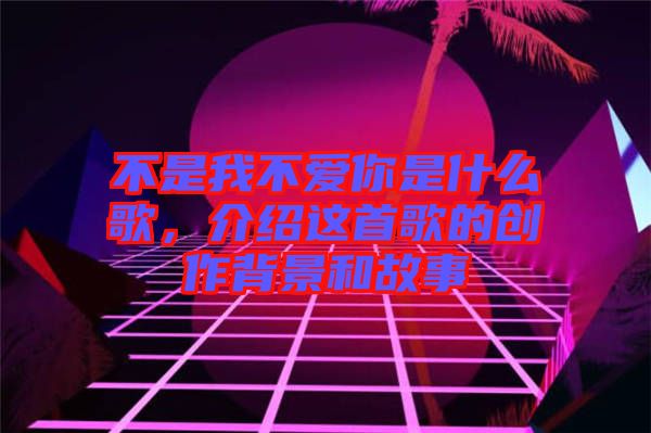 不是我不愛你是什么歌，介紹這首歌的創(chuàng)作背景和故事