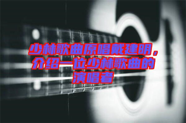 少林歌曲原唱戴建明，介紹一位少林歌曲的演唱者