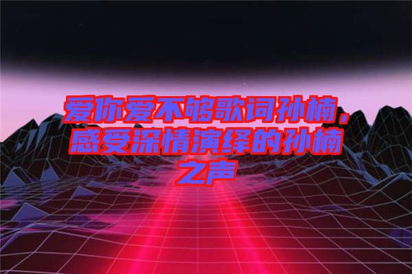 愛你愛不夠歌詞孫楠，感受深情演繹的孫楠之聲