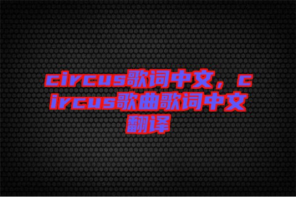 circus歌詞中文，circus歌曲歌詞中文翻譯