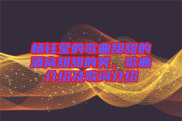 楊鈺瑩的歌曲甜甜的酒窩甜甜的笑，歌曲介紹及歌詞介紹