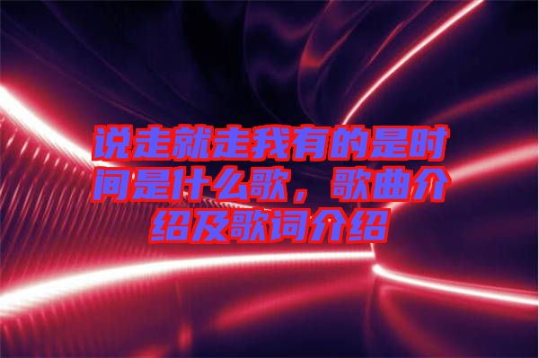 說走就走我有的是時間是什么歌，歌曲介紹及歌詞介紹