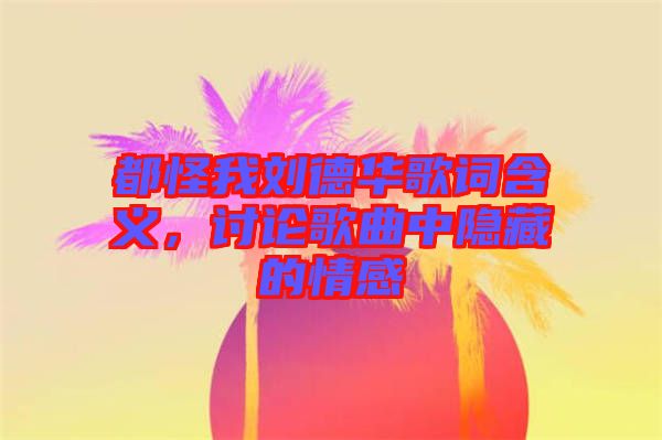 都怪我劉德華歌詞含義，討論歌曲中隱藏的情感