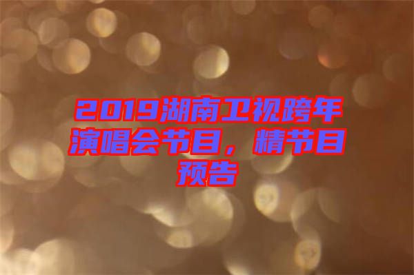 2019湖南衛(wèi)視跨年演唱會(huì)節(jié)目，精節(jié)目預(yù)告