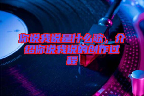 你說我說是什么歌，介紹你說我說的創(chuàng)作過程