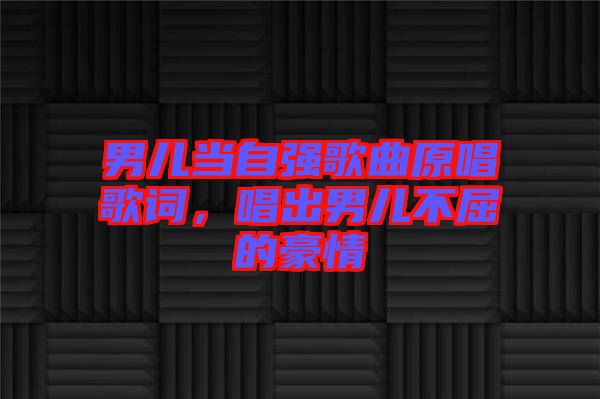 男兒當(dāng)自強(qiáng)歌曲原唱歌詞，唱出男兒不屈的豪情