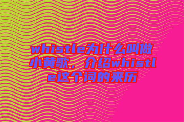 whistle為什么叫做小黃歌，介紹whistle這個(gè)詞的來(lái)歷