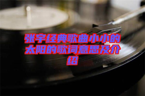 張宇經(jīng)典歌曲小小的太陽(yáng)的歌詞意思及介紹