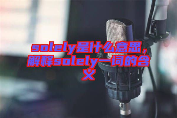 solely是什么意思，解釋solely一詞的含義