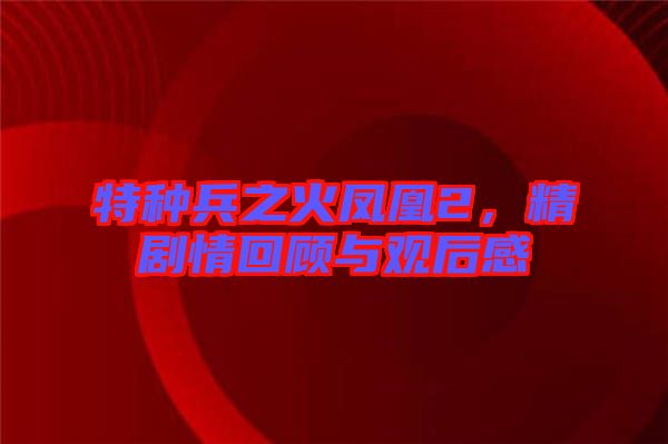 特種兵之火鳳凰2，精劇情回顧與觀后感