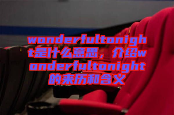 wonderfultonight是什么意思，介紹wonderfultonight的來歷和含義