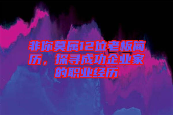 非你莫屬12位老板簡歷，探尋成功企業(yè)家的職業(yè)經(jīng)歷