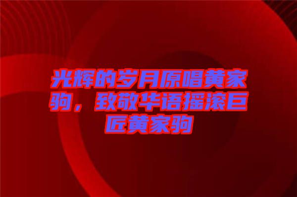 光輝的歲月原唱黃家駒，致敬華語搖滾巨匠黃家駒