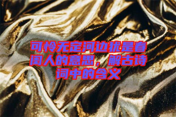 可憐無(wú)定河邊猶是春閨人的意思，解古詩(shī)詞中的含義