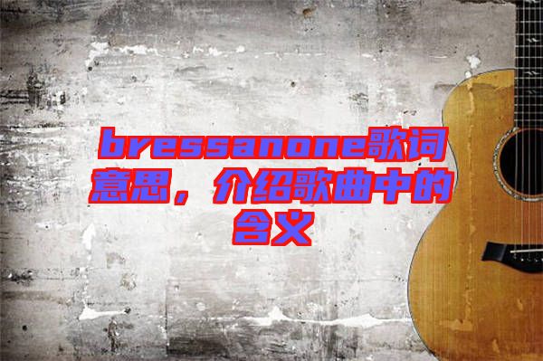 bressanone歌詞意思，介紹歌曲中的含義