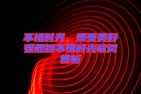 不惜時光，感受美好張靚穎不惜時光歌詞賞析