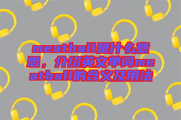 meatball是什么意思，介紹英文單詞meatball的含義及用法