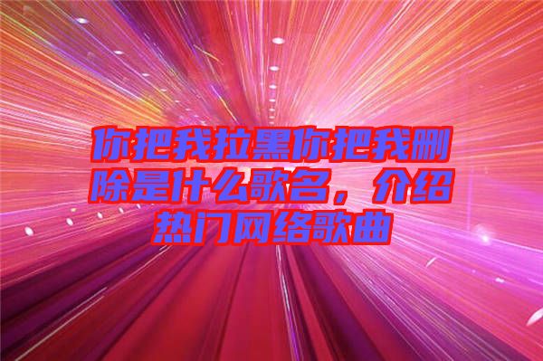 你把我拉黑你把我刪除是什么歌名，介紹熱門網(wǎng)絡(luò)歌曲